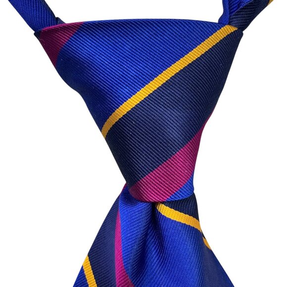 Vintage Polo Ralph Lauren Blue Red Gold Repp 100% Silk Hand Made In USA - Picture 3 of 8